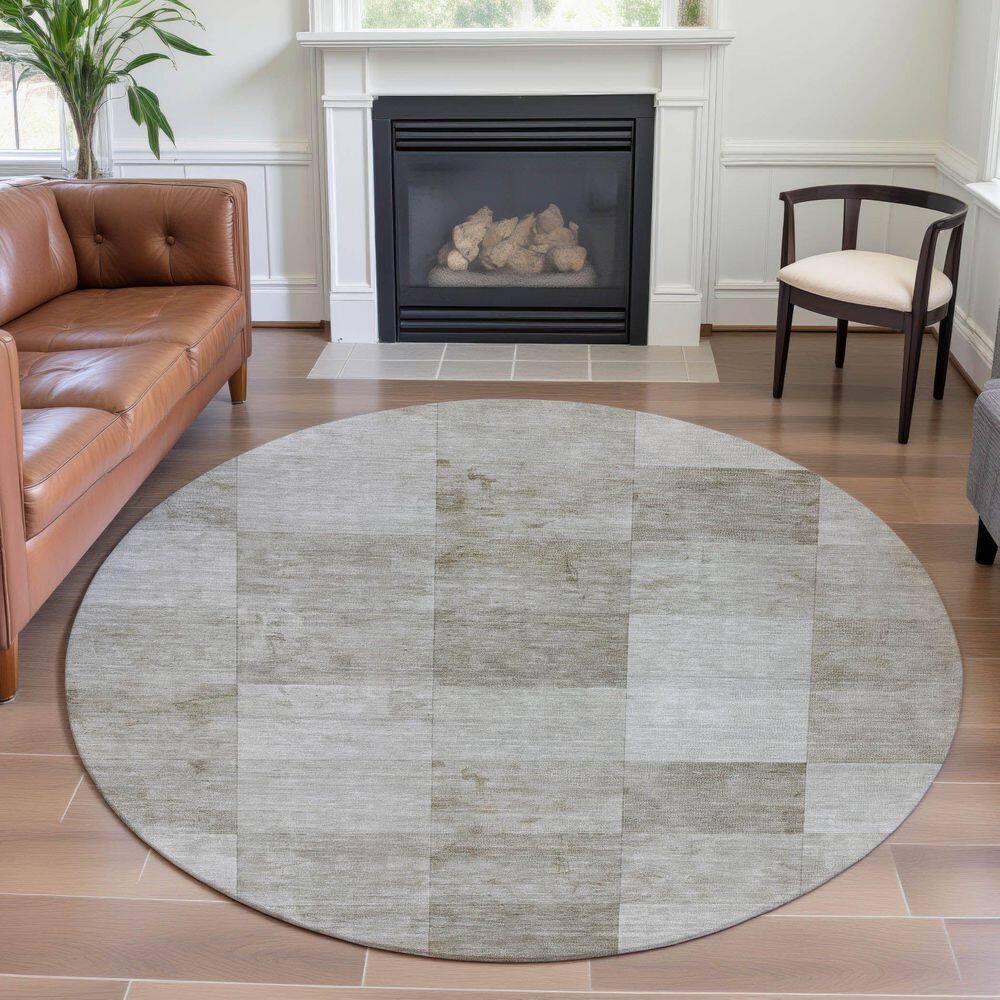 Mayfield Premium Machine Washable Abstract AMF1255 Beige 8 ft. x 8 ft. Round Rug price history on PriceWatchPro