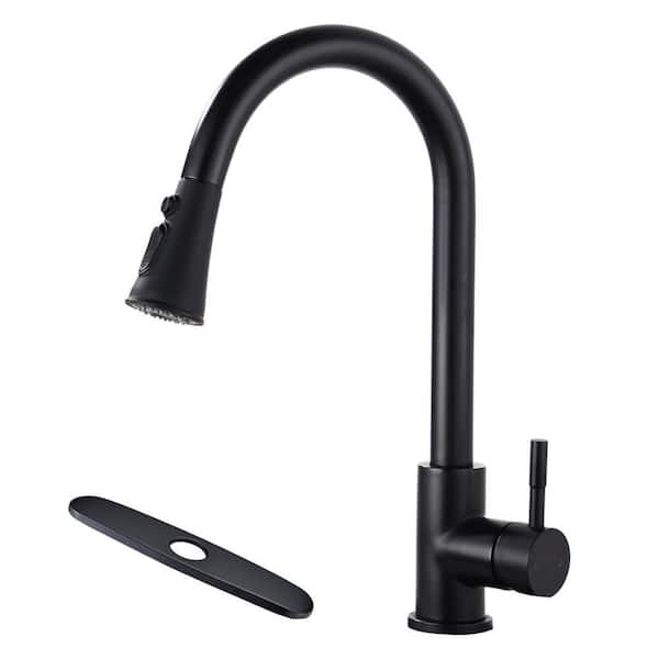 ABAd Single-Handle Pull-Down Sprayer Kitchen Faucet Stainless Steel with Swivel Spout in Matte black