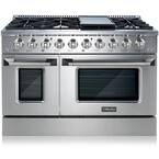 48 in. 6.7 cu. ft. Professional Freestanding Gas Range with 8 Burners, Griddle and Double Oven in Stainless Steel