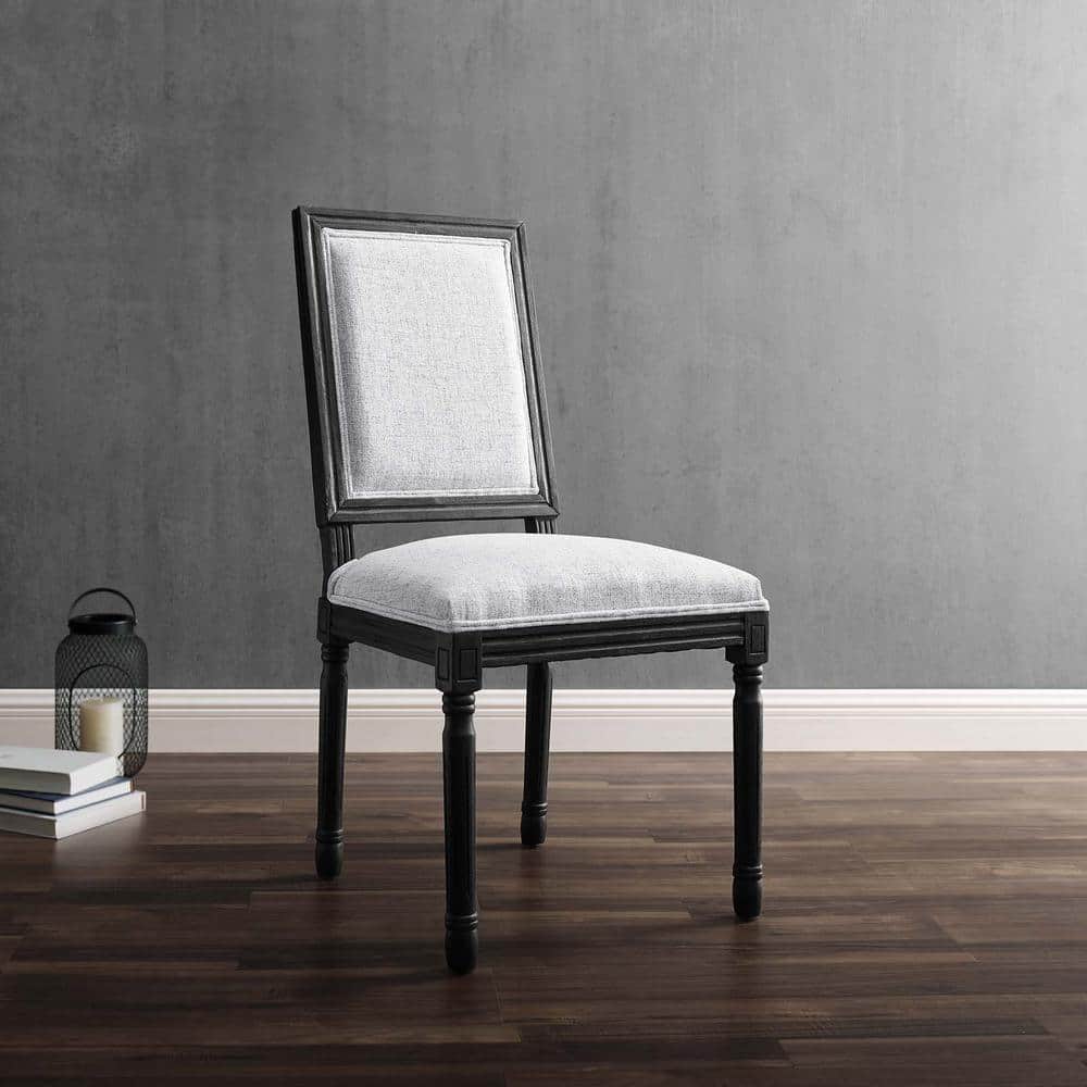 Black and Light Gray Upholstered Leather Side Chair with Wood Frame