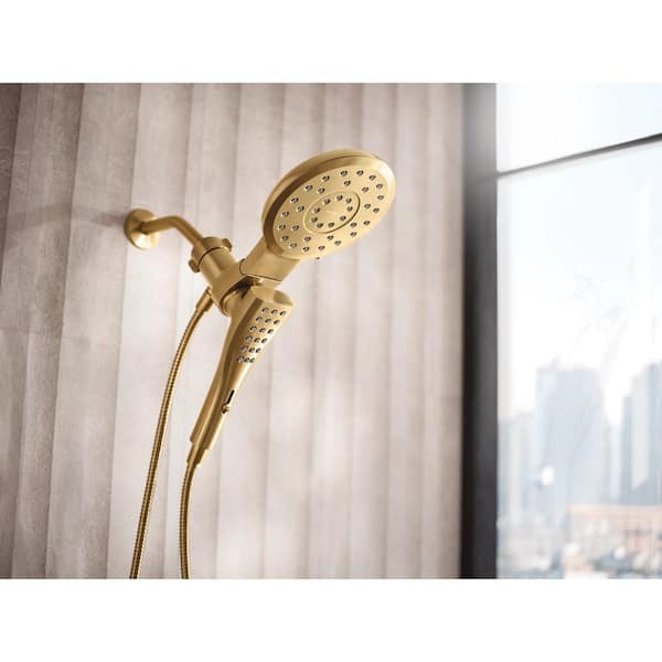 Verso 8- Spray Infiniti Dial 2.5 GPM 7 in. Wall Mount Dual Fixed and Handheld Shower Head with Magnetix in Brushed Gold