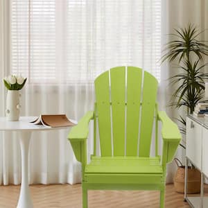 Classic Folding Plastic Outdoor Patio Garden HDPE Adirondack Chair For All-Weather Use in Light Green