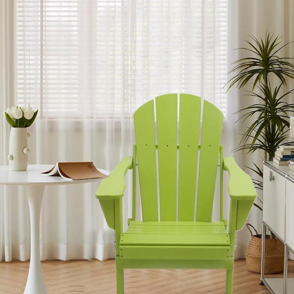 Satico Classic Folding Plastic Outdoor Patio Garden HDPE Adirondack Chair For All-Weather Use in Light Green