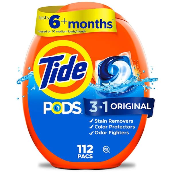 3 in 1 Original Scent Liquid Laundry Detergent Pods, 112-Count
