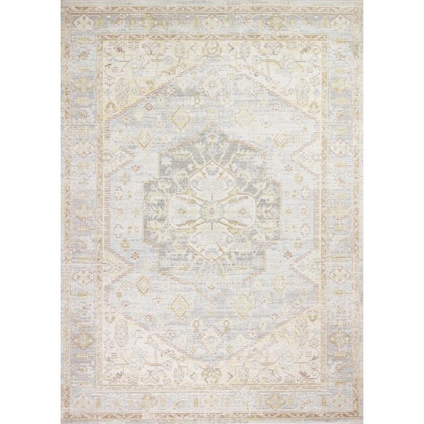 BASHIAN Corsica Grey 5 ft. x 8 ft. (5'2" x 7'6") Floral Bohemian Area Rug