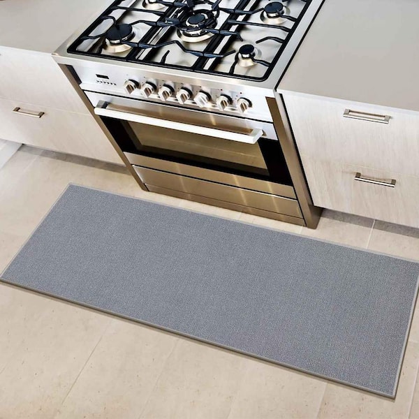 Ottohome Collection Non-Slip Rubberback Modern Solid Design 2x5 Indoor Runner Rug, 1 ft. 8 in. x 4 ft. 11 in., Gray