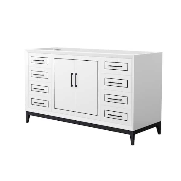 Wyndham Collection Marlena 59.75 in. W x 21.75 in. D x 34.5 in. H Single Bath Vanity Cabinet without Top in White