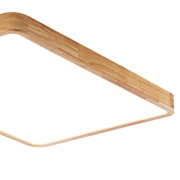 HUOKU Lumin 34.6 in. L Oil Rubbed Oak Wood Flush Mount Rectangular