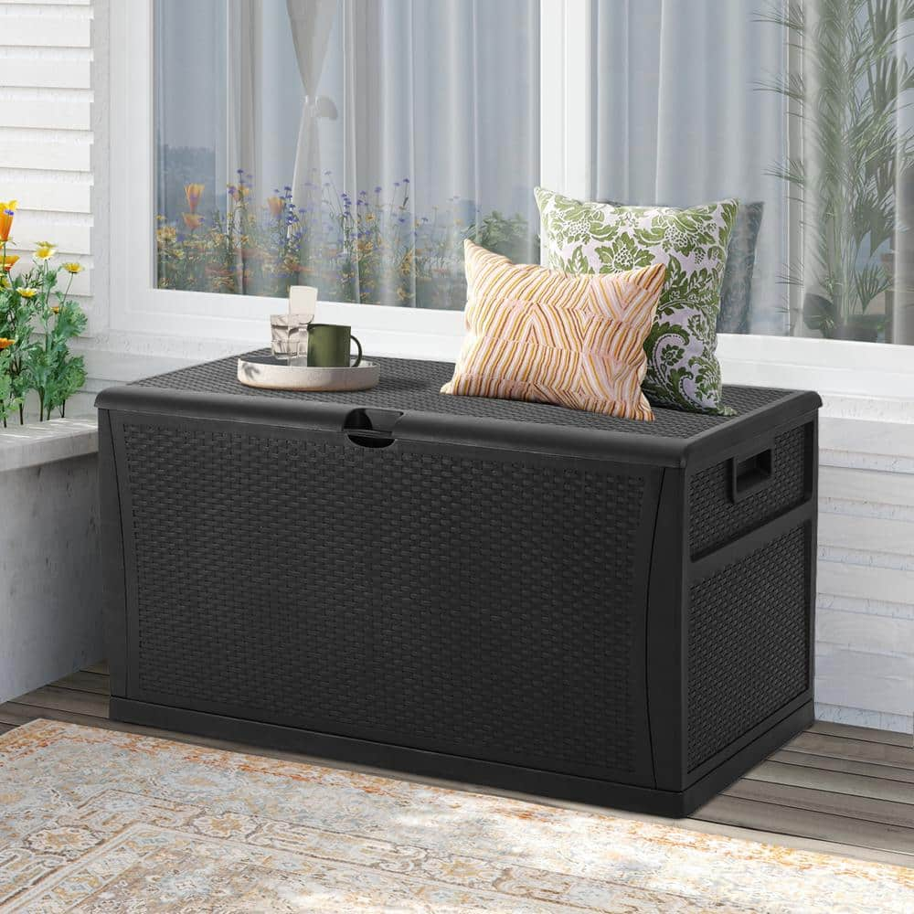 Etta Avenue Kolten 127 Gallon Wicker Deck Box Color: Dark Gray 534DA14827BA4A78954EC6845D19BDAF