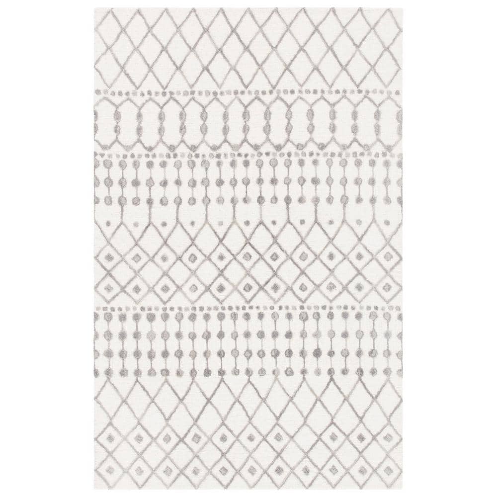 Gray Wool Handmade Tufted Rectangular 4' x 6' Rug