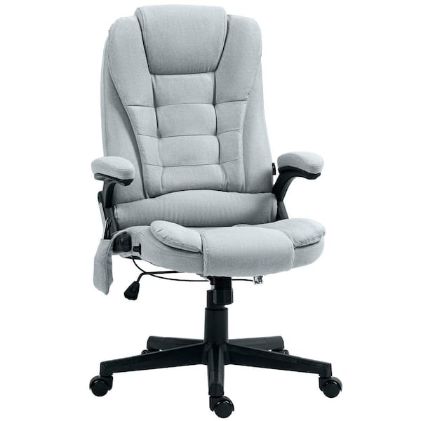 Unbranded Outdoor Linen Massage Recliner Chair, Metal Frame and 6-Point Vibration Swiveling Armchair,Light Grey
