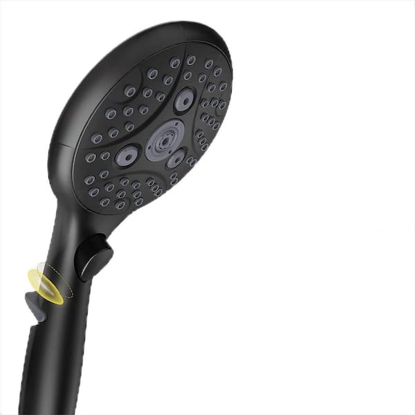 Unbranded Handheld Shower Head with On/Off Pause Switch 7-Spray Wall Mount Handheld Shower Head 1.75 GPM in ‎Matte Black