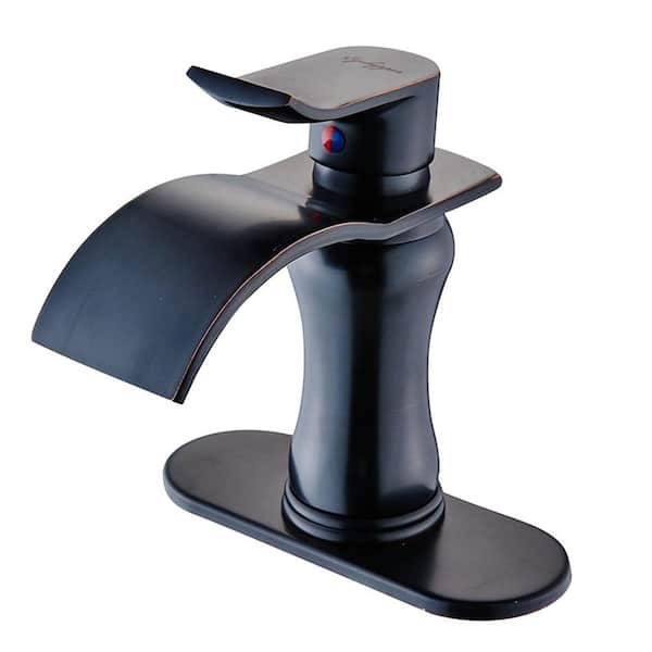 Unbranded Single Handle Single Hole Bathroom Faucet, Deckplate Modern Waterfall Brass Bathroom Vanity Taps in Polished Chrome