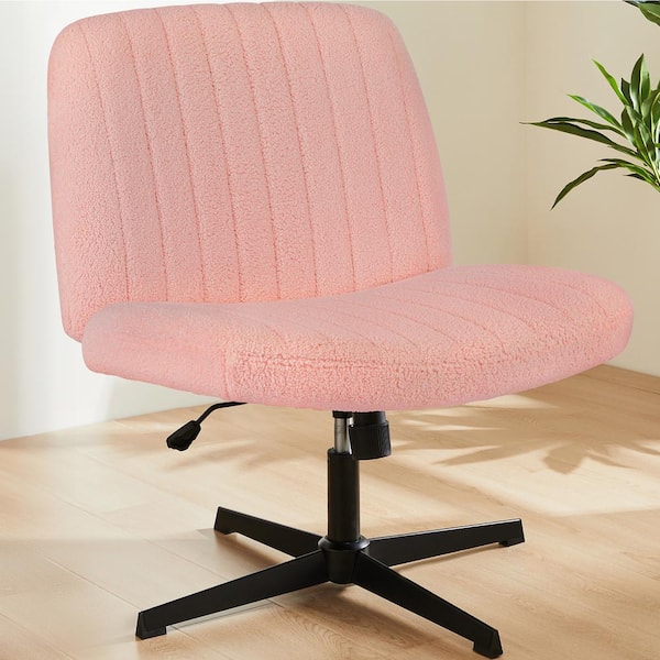 Beatriz Boucle Fabric Lambskin Sherpa Adjustable Height Ergonomic Task  Chair in Pink with Criss Cross Chair Legged