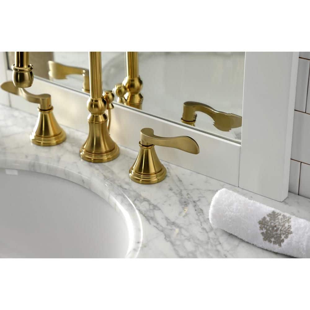 Brushed Brass Classical Nouveau French Widespread Bathroom Faucet