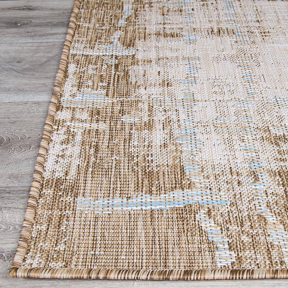 Sand-Ivory Flat Woven Synthetic Rectangular Area Rug 2' x 4'