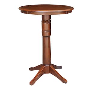 Olivia Espresso 30 in. Round Solid Wood Bar Table