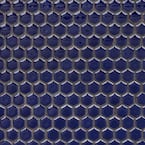 Bliss Edged Hexagon Midnight Blue 12 in. x 12 in. x 10 mm Polished Ceramic Mosaic Tile
