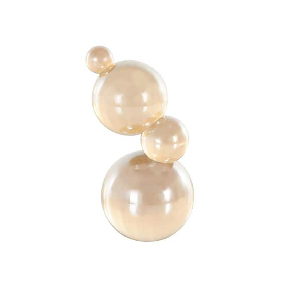 Litton Lane Beige Glass Stacked Orbs Abstract Sculpture