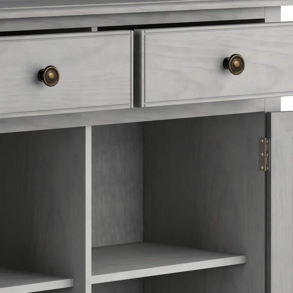 Fog Grey Solid Wood Entryway Storage Cabinet with Adjustable Shelving
