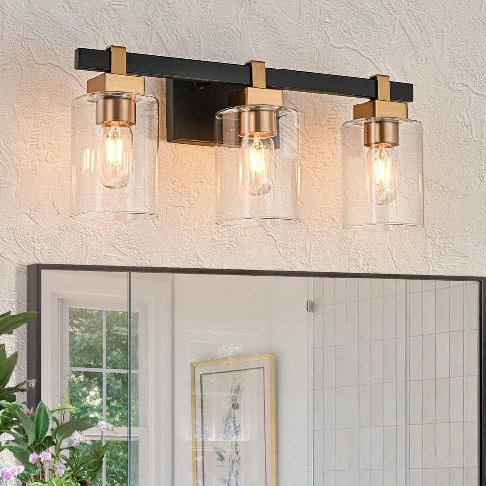 EDISLIVE Liam 20.1 in. 3-Light Black and Gold Bathroom