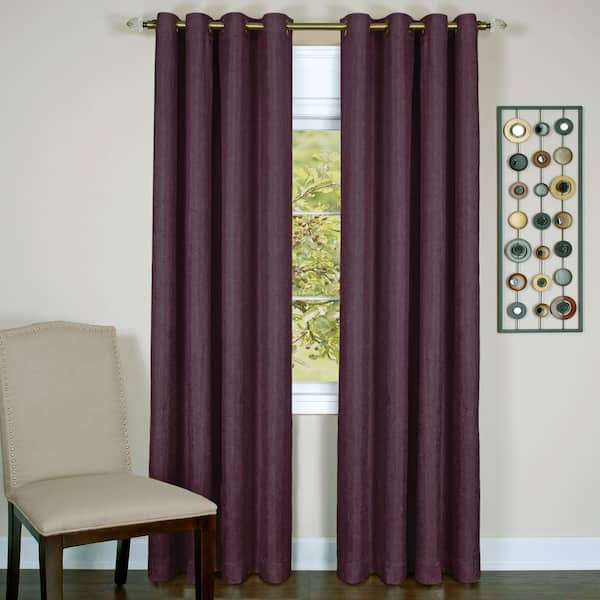 ACHIM Taylor 50 in. W x 63 in. L Polyester Room Darkening Window Panel in Aubergine