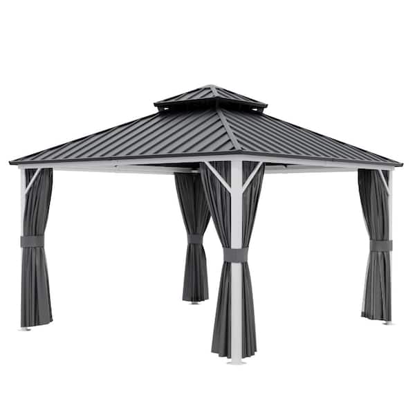 Shade Graphix 12 ft. W x 12 ft. D Hardtop Gazebo 2-Tier Heavy-Duty
