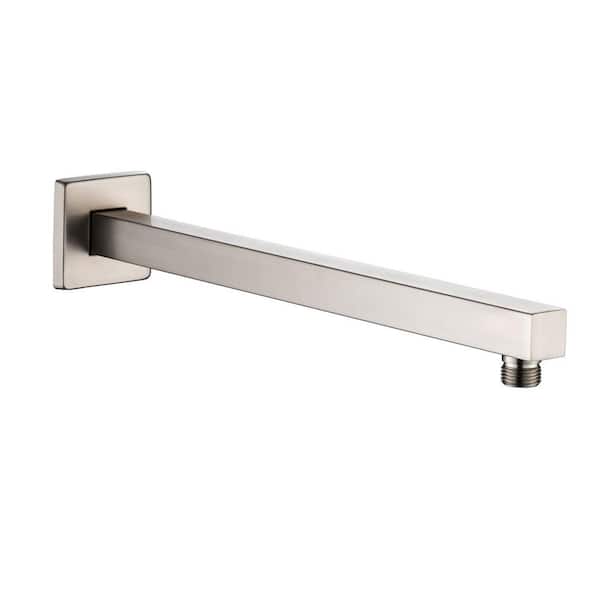 RAINLEX 16 in. Square Wall Mount Shower Arm and Flange in Brushed Nickel