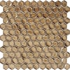 Apollo Tile 10.8 in. x 11.5 in. Glossy Gold Hexagon Glass Mosaic Floor ...