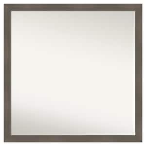Edwin Clay Grey 28.5 in. x 28.5 in. Non-Beveled Casual Square Wood Framed Bathroom Wall Mirror in Gray