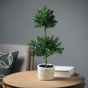 21" Artificial Green Double Boxwood Topiary in Planter