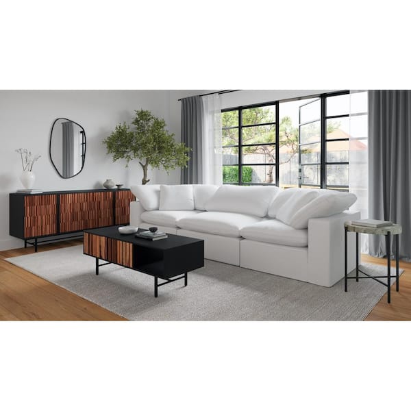 NADAAL STUDIOS Vega 18 in. x 18 in. x 22 in. Round Contemporary Sand-Brown Marble Accent Table
