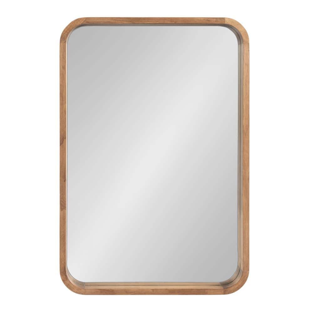 Rustic Brown Solid Wood Rounded Rectangle Vanity Mirror