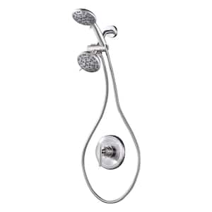 Single Handle 7-Spray Shower Faucet 1.8 GPM with High Pressure Dual Shower Adjustable Head Spa System in. Brushed Nickel