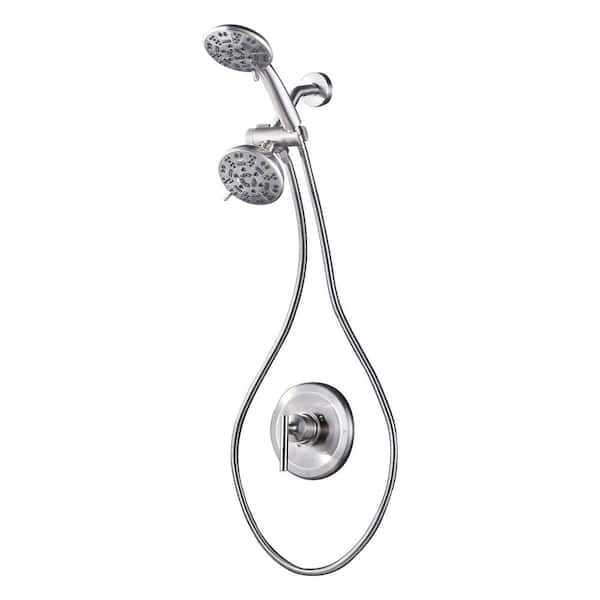 ARCORA Single Handle 7-Spray Shower Faucet 1.8 GPM with High Pressure Dual Shower Adjustable Head Spa System in. Brushed Nickel