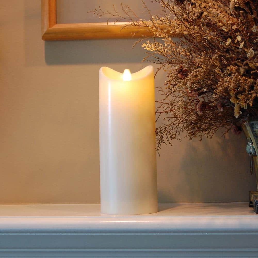 Cream LED Flameless Scented Pillar Candle with Motion Flame