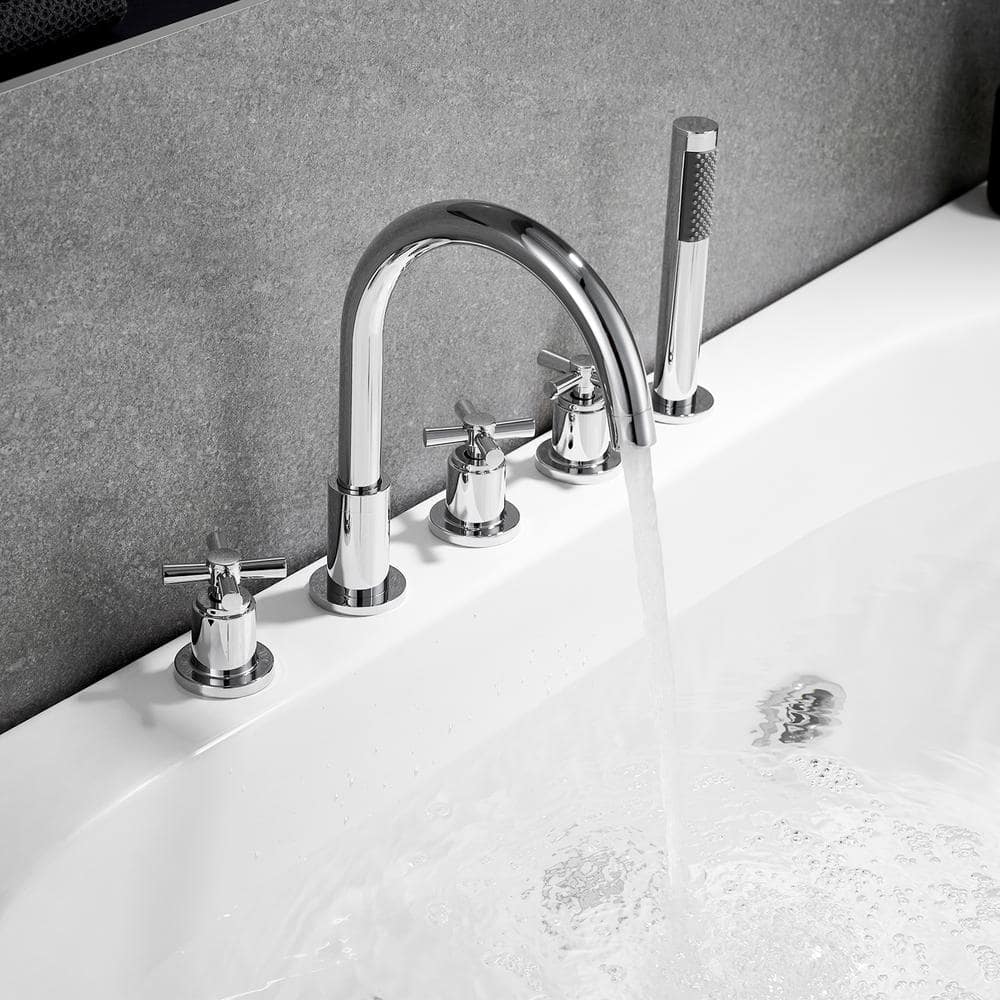 Sorlia Chrome Deck-Mount Roman Tub Faucet with Handshower