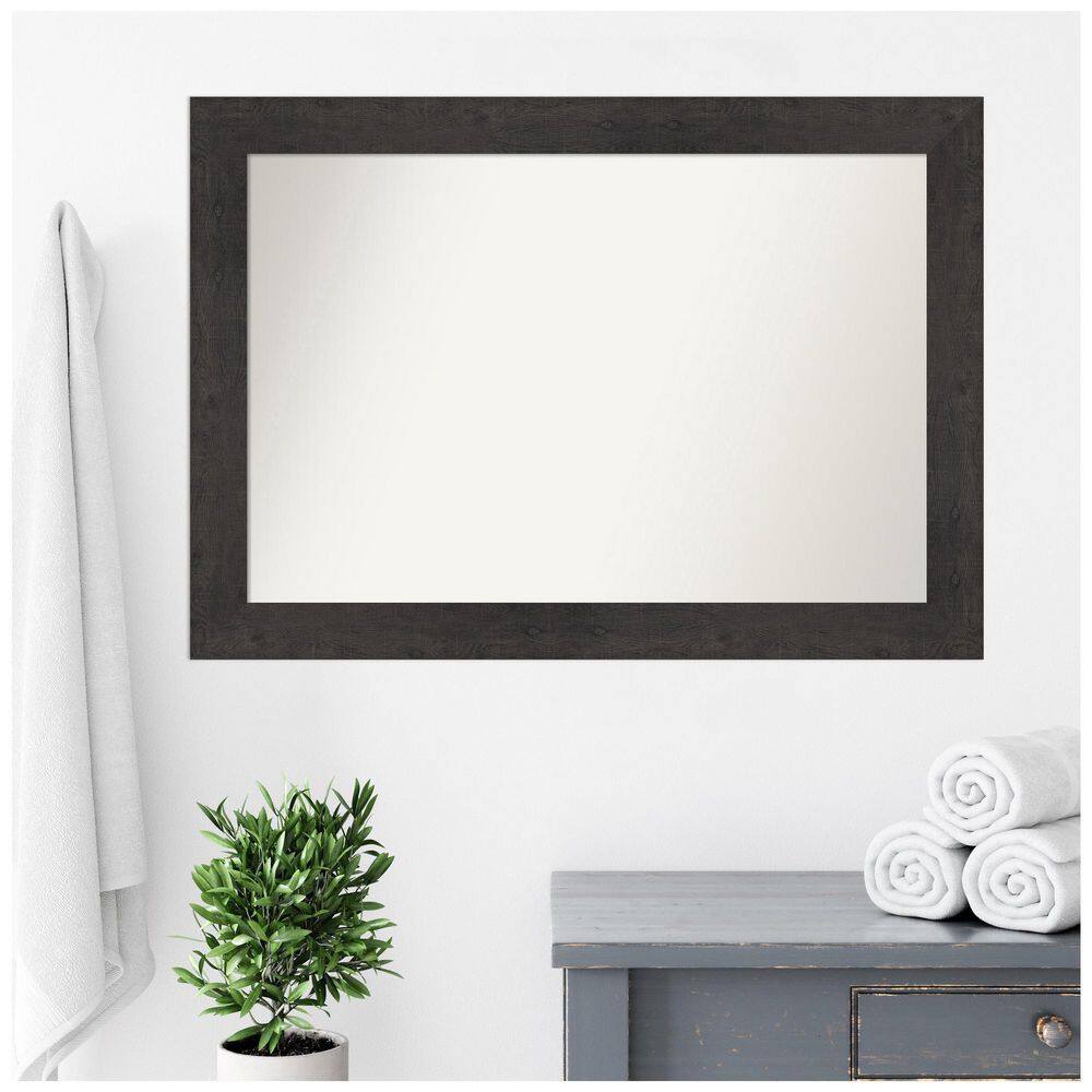 42" x 30" Rustic Espresso Wood Bathroom Vanity Mirror