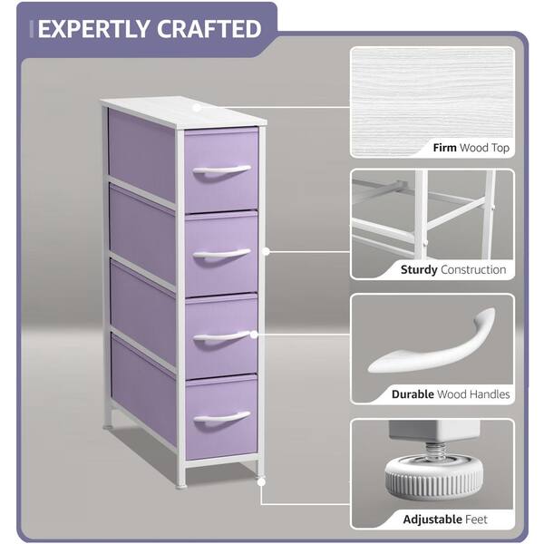 Sorbus 3.1 in. L x 7.48 in. W x 11.762 in. H 4-Drawer Purple