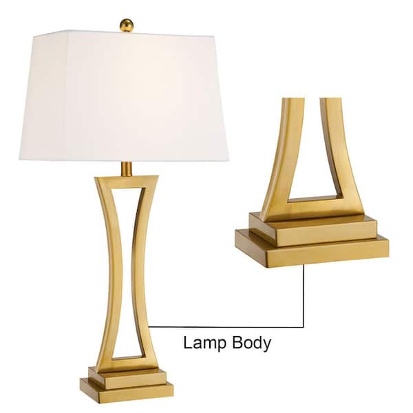 Maxax Cincinati 30.75 in. Brass Table Lamp Set With White Maxax Cincinati 30.75 in. Brass Table Lamp Set With White