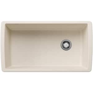 33.5 in. Diamond Silgranit Undermount Granite Composite Single Bowl Kitchen Sink in Soft White
