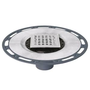 4 in. x 4 in. Stainless Steel Square Shower Drain with PVC Bonding Flange