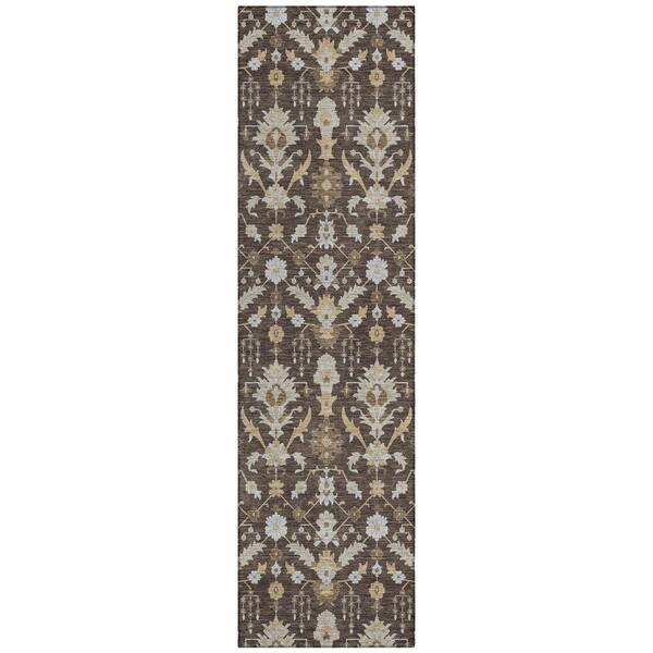 Chantille Machine Washable Indoor/Outdoor Abstract ACN2857 Chocolate 2 ft. x 7 ft. Runner Rug