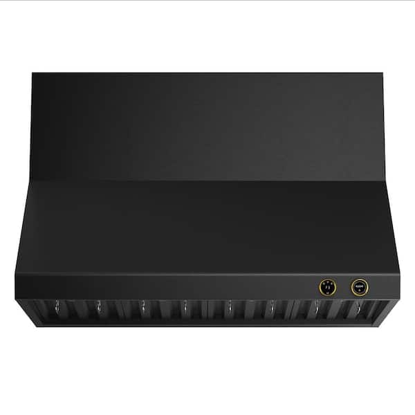 Kucht 48 in. 1200 CFM Ducted Wall Mount Range Hood in Titanium Stainless Steel with Gold Accents and Digital Controls