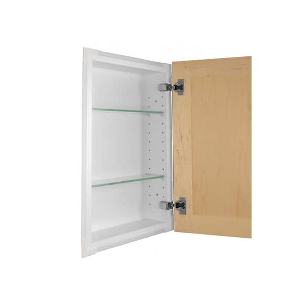 WG Wood Products 15.5 in. W x 41.5 in. H Fieldstone Shaker Style Frameless Unfinished Clear Recessed Medicine Cabinet without Mirror FIE 240 UNF