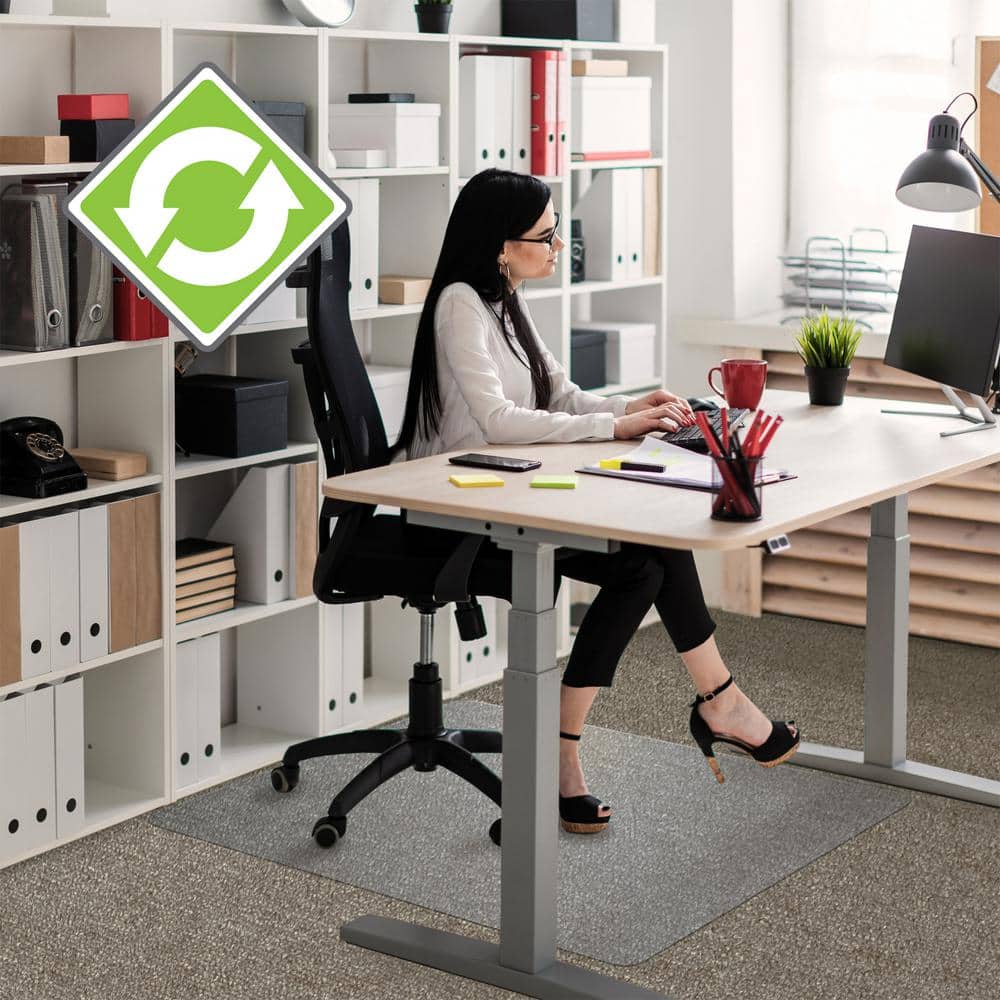 Clear Rectangular Polymer Chair Mat with Anchor Grips