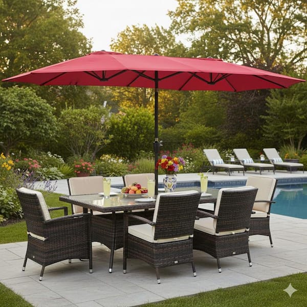 10 patio umbrella auto tilt 10FT 3 Tier Patio Market Umbrella Easy Tilt Adjustment Sale