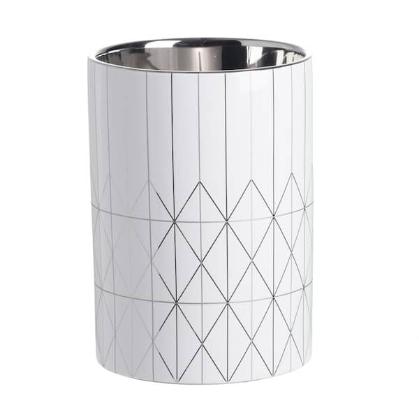 A & B Home 7 in. White and Polished Silver Ceramic Planter