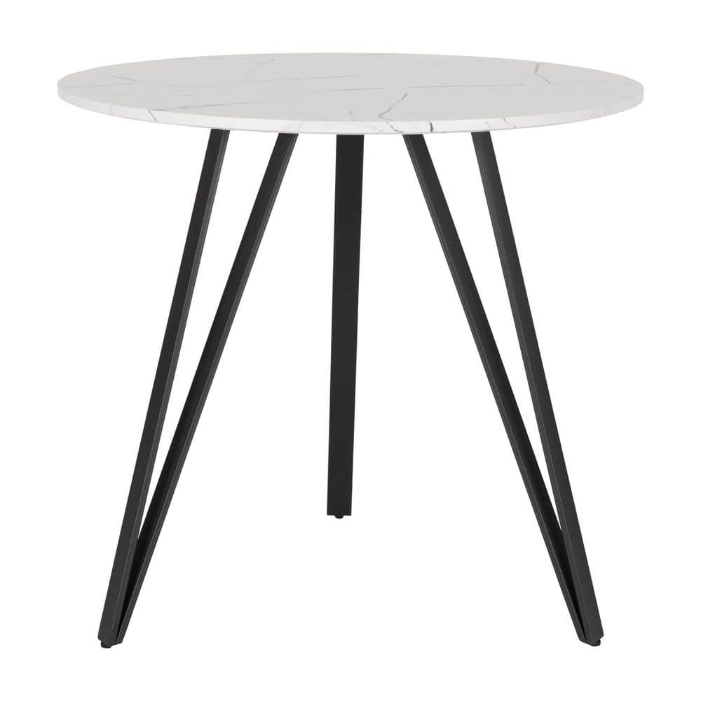 Ezra Contemporary Round Dining Table with Marble & Wood Finish