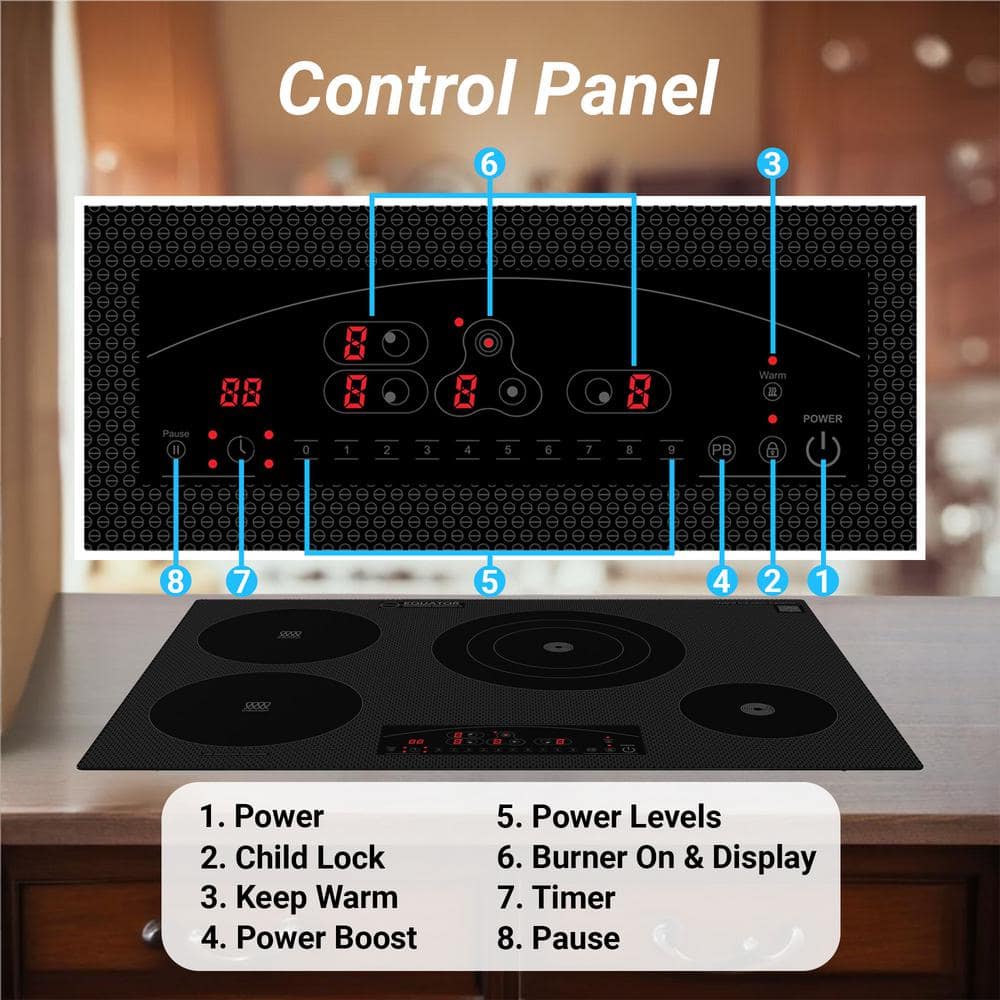Equator 30" Black Ceramic-Induction 4 Burner Cooktop with Touch Control